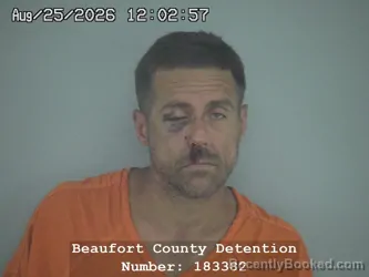 Mugshot of Joshua Charles Okeefe booked in Beaufort County, South Carolina on August 25, 2026