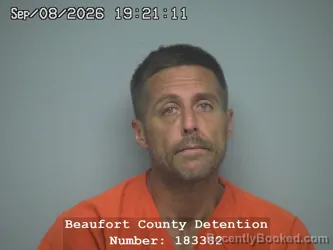 Mugshot of Joshua Charles Okeefe booked in Beaufort County, South Carolina on September 8, 2026