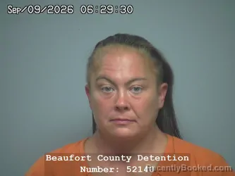 Mugshot of April Lynn Lawson booked in Beaufort County, South Carolina on September 9, 2026