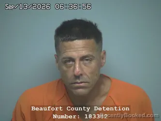 Mugshot of Joshua Charles Okeefe booked in Beaufort County, South Carolina on September 13, 2026