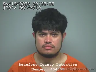 Mugshot of Jhonatan Ramos Rodriguez booked in Beaufort County, South Carolina on September 13, 2026