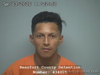 Mugshot of Gerson Adalid Gomez Ramos booked in Beaufort County, South Carolina on September 13, 2026