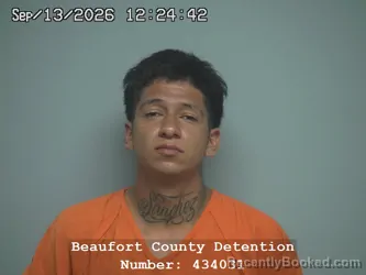 Mugshot of Guadalupe Isaac Sanchez Sanchez booked in Beaufort County, South Carolina on September 13, 2026