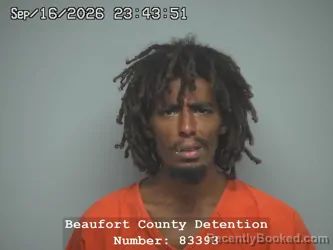 Mugshot of Tevin Raheem Rivers booked in Beaufort County, South Carolina on September 17, 2026