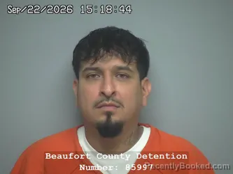 Mugshot of Mishael Macias booked in Beaufort County, South Carolina on September 22, 2026