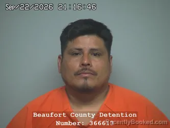 Mugshot of Jorge Castro Candelario booked in Beaufort County, South Carolina on September 22, 2026
