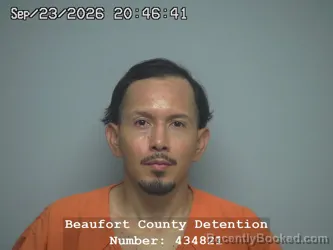 Mugshot of Nelson Avelino Flores-Castillo booked in Beaufort County, South Carolina on September 23, 2026