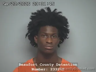 Mugshot of Kaveon Debray Young booked in Beaufort County, South Carolina on September 24, 2026