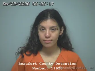 Mugshot of Kassandra Jessamyn Lopez-Gomez booked in Beaufort County, South Carolina on September 25, 2026