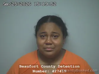 Mugshot of Reina Jazmin Cartagena Onell booked in Beaufort County, South Carolina on September 25, 2026
