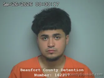 Mugshot of Mario Hugo Ignacio Lagunas booked in Beaufort County, South Carolina on September 26, 2026
