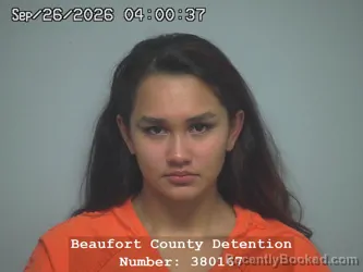 Mugshot of Fernanda Nicoll Aguilar Contreras booked in Beaufort County, South Carolina on September 26, 2026
