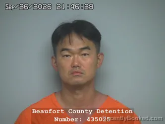 Mugshot of Jong Hyuk Kim booked in Beaufort County, South Carolina on September 26, 2026