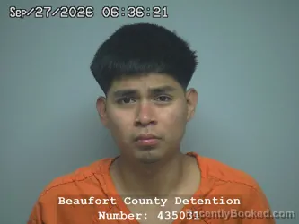 Mugshot of Angel Fabian Hernandez booked in Beaufort County, South Carolina on September 27, 2026