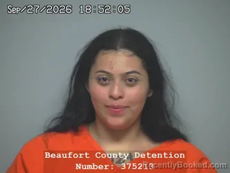 Mugshot of Nataly Vallejos Torrez booked in Beaufort County, South Carolina on September 27, 2026