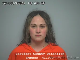 Mugshot of Alexis Caitlin-Versann Girard booked in Beaufort County, South Carolina on September 28, 2026