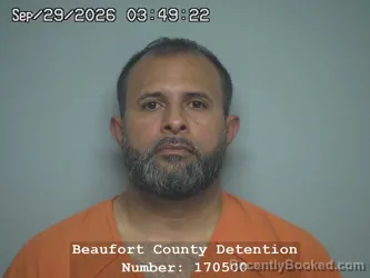 Mugshot of Ignacio Olan Moreno booked in Beaufort County, South Carolina on September 29, 2026