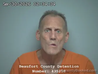 Mugshot of Scott Jeffrey Collins booked in Beaufort County, South Carolina on September 30, 2026