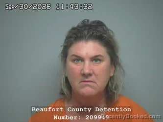 Mugshot of Elizabeth Marie Miller booked in Beaufort County, South Carolina on September 30, 2026