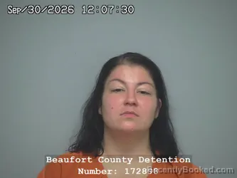Mugshot of Naomi Alexis Meece booked in Beaufort County, South Carolina on September 30, 2026