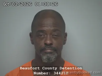 Mugshot of Johnathan Regell Jenkins booked in Beaufort County, South Carolina on October 3, 2026