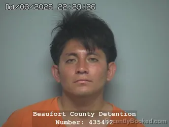 Mugshot of David Salazar Lopez booked in Beaufort County, South Carolina on October 3, 2026