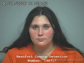 Mugshot of Julia Faith Webb booked in Beaufort County, South Carolina on October 4, 2026