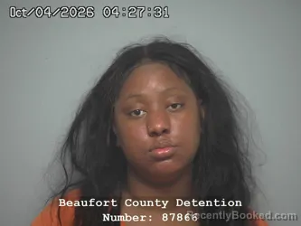 Mugshot of Laterria Aylassa Pusha booked in Beaufort County, South Carolina on October 4, 2026