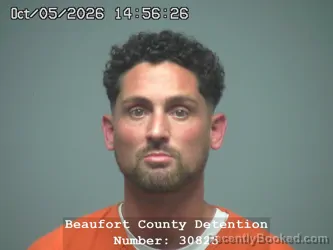 Mugshot of Nicholas Royce Strimpfel booked in Beaufort County, South Carolina on October 5, 2026