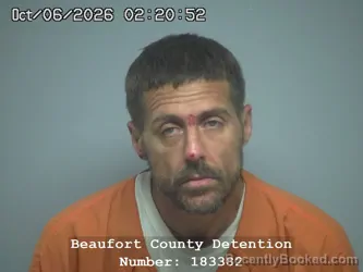 Mugshot of Joshua Charles Okeefe booked in Beaufort County, South Carolina on October 6, 2026