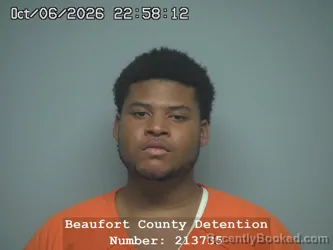 Mugshot of Isaiah Shakyree Holmes booked in Beaufort County, South Carolina on October 6, 2026