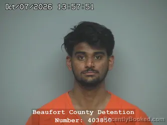Mugshot of Neil Chandrakan Patel booked in Beaufort County, South Carolina on October 7, 2026