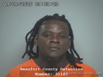 Mugshot of Jermal Lamont Delaney booked in Beaufort County, South Carolina on October 8, 2026