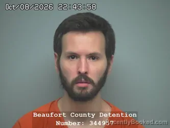 Mugshot of Zachary Tyler Varner booked in Beaufort County, South Carolina on October 8, 2026