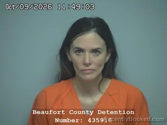 Mugshot of Krystal Marie Killough booked in Beaufort County, South Carolina on October 9, 2026
