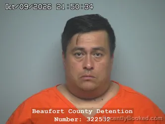 Mugshot of Gerson E Gonzalez Carreno booked in Beaufort County, South Carolina on October 9, 2026