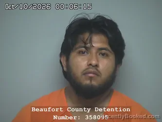 Mugshot of Jesus Heron Mendoza Mariano booked in Beaufort County, South Carolina on October 10, 2026