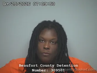 Mugshot of Shenai Nicole Chisolm booked in Beaufort County, South Carolina on October 25, 2026