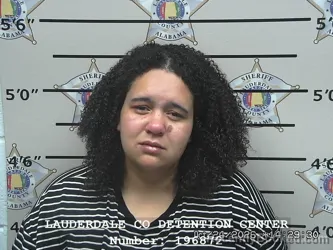 Mugshot of Arial Monique Thompson booked in Lauderdale County, Alabama on October 24, 2026