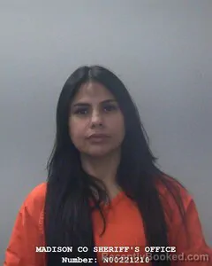 Mugshot of Zenaida Del V Arape Hurtado booked in Madison County, Alabama on October 24, 2026