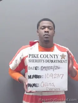 Mugshot of DARIEN MARKEITH COLLINS booked in Pike County, Alabama on April 2, 2026