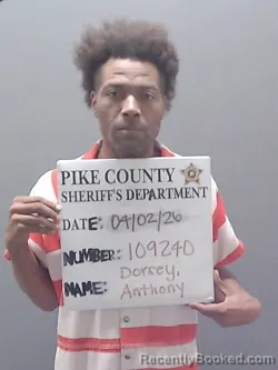 Mugshot of ANTHONY DORSEY booked in Pike County, Alabama on April 2, 2026