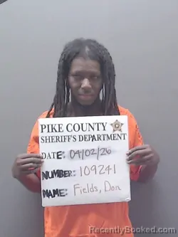 Mugshot of DON LAMARCUS FIELDS booked in Pike County, Alabama on April 2, 2026