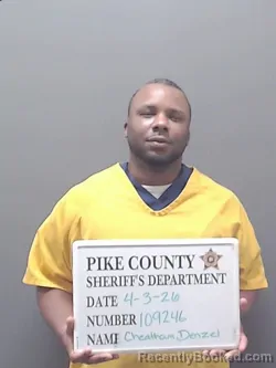 Mugshot of DENZEL RENARD CHEATHAM booked in Pike County, Alabama on April 3, 2026