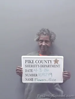 Mugshot of ALICE FLOWERS booked in Pike County, Alabama on April 3, 2026