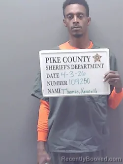 Mugshot of KENNETH DEWAYNE THOMAS booked in Pike County, Alabama on April 3, 2026