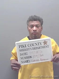 Mugshot of RODRESSE SANQUEL TARVER booked in Pike County, Alabama on April 8, 2026