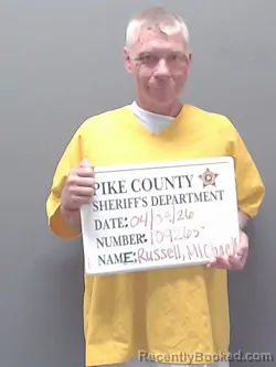 Mugshot of MICHAEL PAUL RUSSELL booked in Pike County, Alabama on April 9, 2026