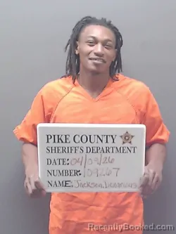 Mugshot of DEZARIOUS J JACKSON booked in Pike County, Alabama on April 9, 2026
