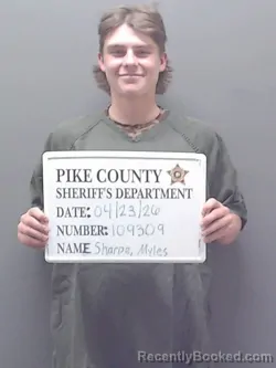 Mugshot of MYLES ALBERT SHARPE booked in Pike County, Alabama on April 24, 2026